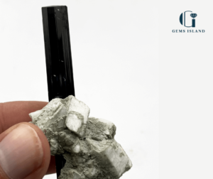 Black Tourmaline Crystals on Albite