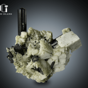 Black Tourmaline Crystals on Albite
