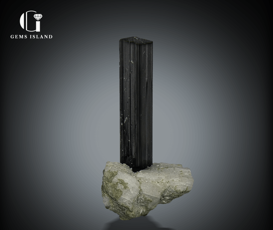 Black Tourmaline Crystals on Albite