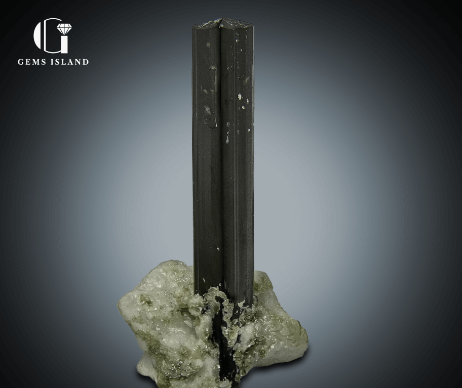 Black Tourmaline Crystals on Albite